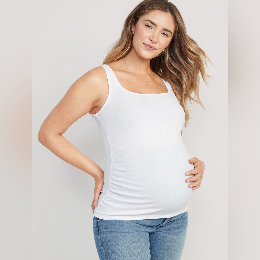 Old Navy White Fitted Ribbed Tank Top
